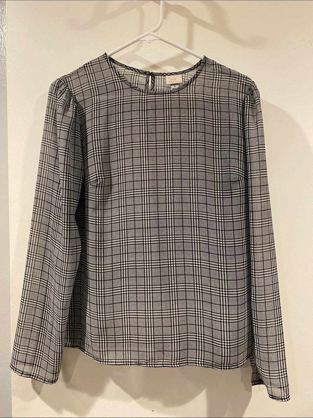 a new day Black and White Plaid Long-Sleeve Top